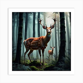 Deer In The Forest 40 Art Print