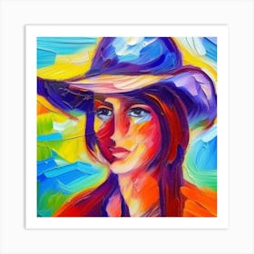 Cowgirl In Hat Art Print