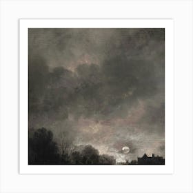 Moonlight Over A Village Art Print