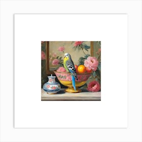 Budgie on a bowl chinoiserie 3 Art Print