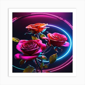 Neon Roses Art Print