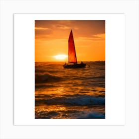 Sailboat At Sunset 2 Art Print