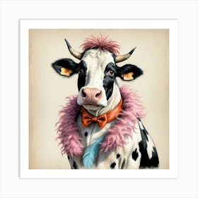 Cow With Feathers 4 Art Print