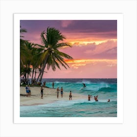 Sunset At The Beach 1 Art Print