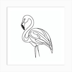 One line, Flamingo, Picasso style Art Print