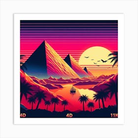 Egyptian Pyramids Sunset 2 Art Print