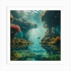 Surreal Underwater Landscape Inspired By Dali 10 Art Print