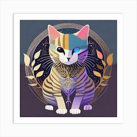 Spiritual cat modern Art Print