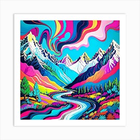 Psychedelic Mountains 2 Art Print