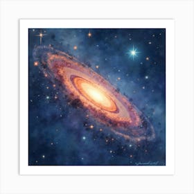 Watercolor Of Distant Galaxies Swirling In Stardust 1 Art Print