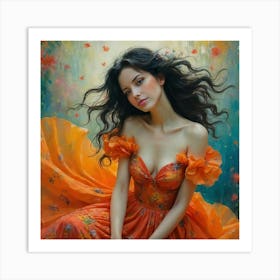 Orange Dress Art Print