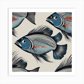 Blue Fishes Art Print
