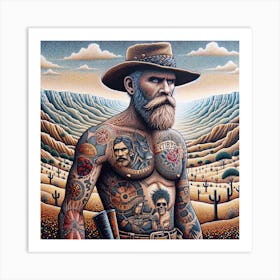 Tattooed Cowboy Art Print