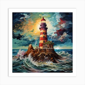 Lighthouse In The Ocean Art Print