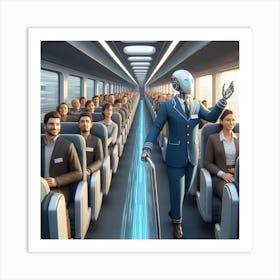 Robot On A Train Art Print