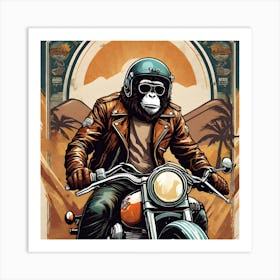 Monkey Biker Art Print