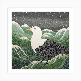 Ohara Koson Inspired Bird Painting Seagull 2 Square Art Print