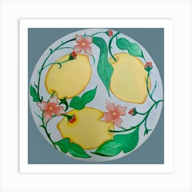 Lemons And Flowers Art Print