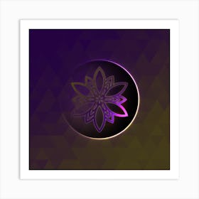 Geometric Neon Glyph on Jewel Tone Triangle Pattern 227 Art Print