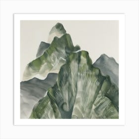 Japanese Watercolour Of Mount Norikura 5 Art Print