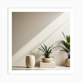 Modern Living Room With Plants Art Print