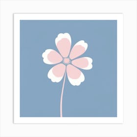 A White And Pink Flower In Minimalist Style Square Composition 215 Art Print