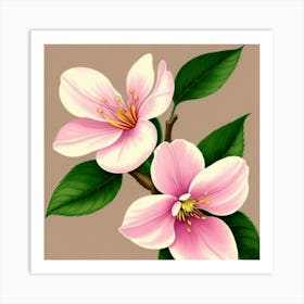 Two Pink Flowers Art Print