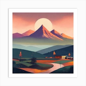 Sunset In The Mountains Art Print