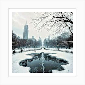 Central Park In The Snow 1 Art Print