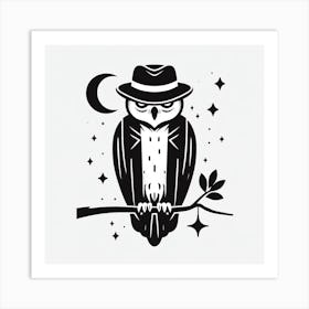Owl In Hat 1 Art Print