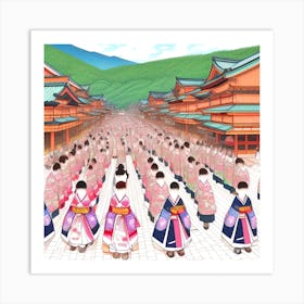 Kimono Parade Art Print