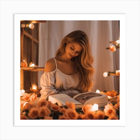 Beautiful Girl Reading A Book Art Print