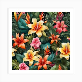 Tropical Forest Flower Craze Art Print 3 Art Print