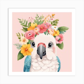 Floral Baby Parrot Nursery Illustration (37) Art Print