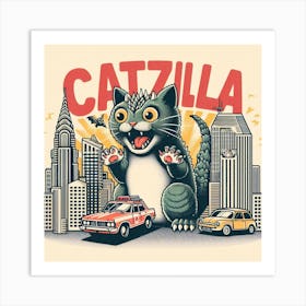 Catzilla Art Print