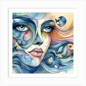 Mermaid Face Art Print