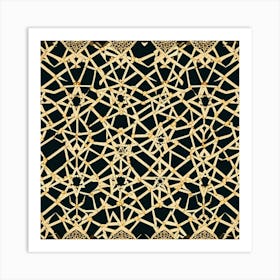 Gold And Black Abstract Pattern Art Print