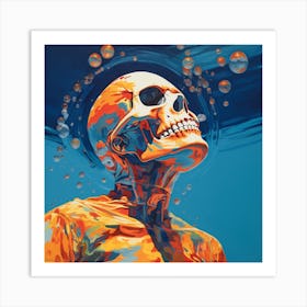 Skeleton In The Water Art Print