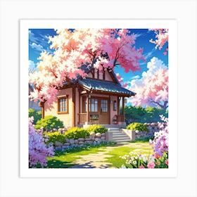 Sakura Blossom House Art Print