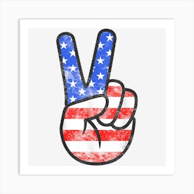 Limited Edition American Flag Peace Sign Hand Fourth Of July Art Print