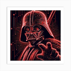 Darth Vader Neon Red Dark Side Star Wars Art Print Art Print