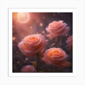 Roses In The Moonlight Art Print