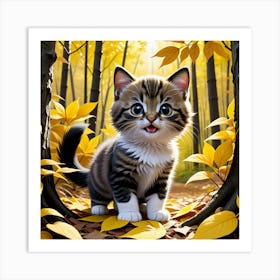 Kitten In The Forest Art Print