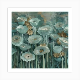 Klimts Would Love These Flowers Light Blue (1) 1 Art Print