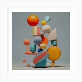 Abstract Art,Abstract creation made from 3d geometric shapes Art Print