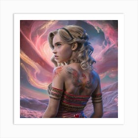 Girl With Tattoos Art Print