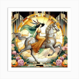 Lady And Horse, Digiart Art Print