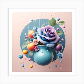 Blue Roses In A Vase Art Print