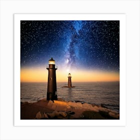 Firefly Black Lighthouses Over Cosmic Oceans On Venus 86643 Art Print