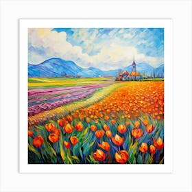 Tulips In The Field 1 Art Print